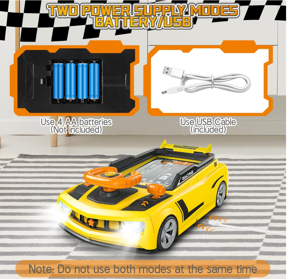 acing Adventure Car Steering Wheel Toy with Music and Light, Kids Simulation Driving Racing Car Game,Educational Birthday Gift for Boy Girl Toddler Age 3 4 5 6 7 8