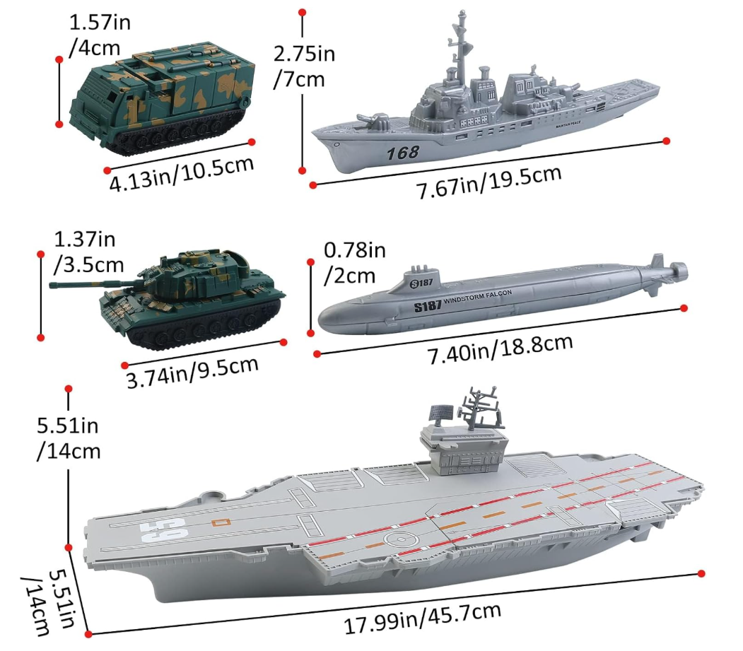 Aircraft Carrier Toy with Scale Model Warplanes Warships Military Vehicles Battleship Helicopter Planes Trucks Tank Army Men Toys for Kids Boys Girls 18 Inches
