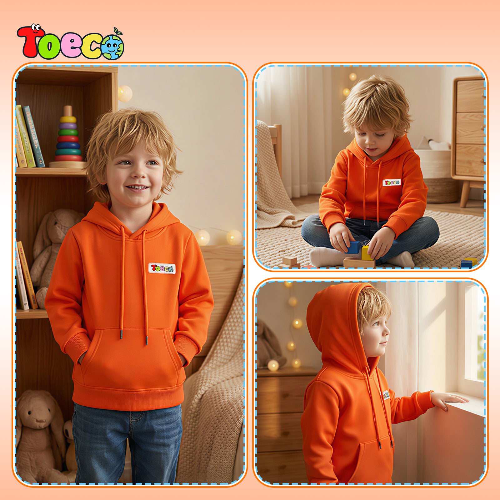 100% Cotton Hoodie, Hooded Sweatshirt for Boys and Girls, Pullover Sweatshirt