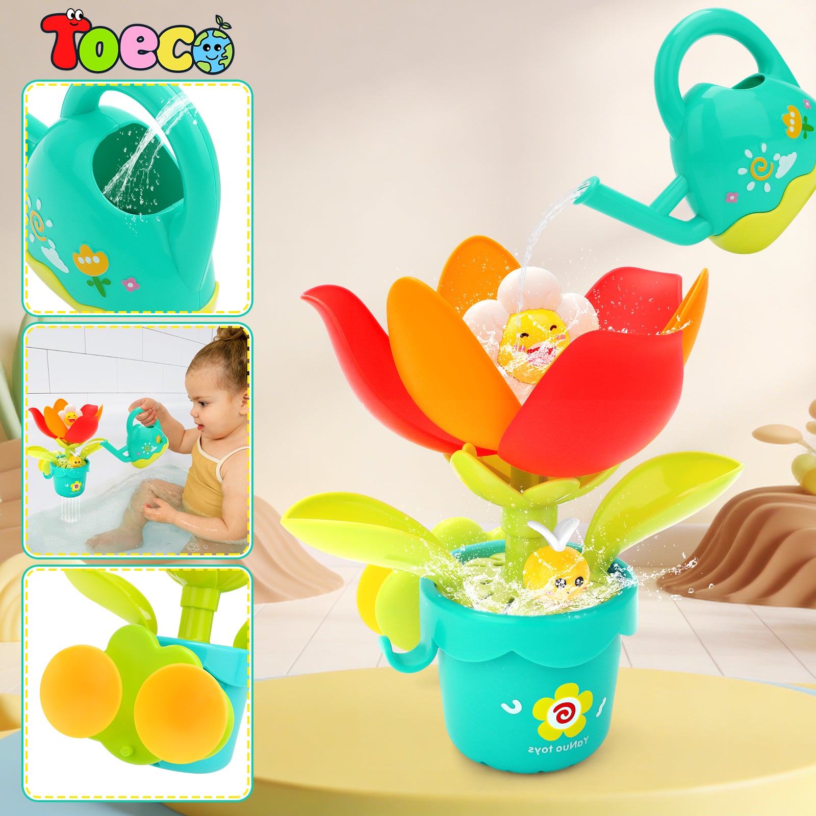 TOECO Sunflower Bath Sprinkler Toy