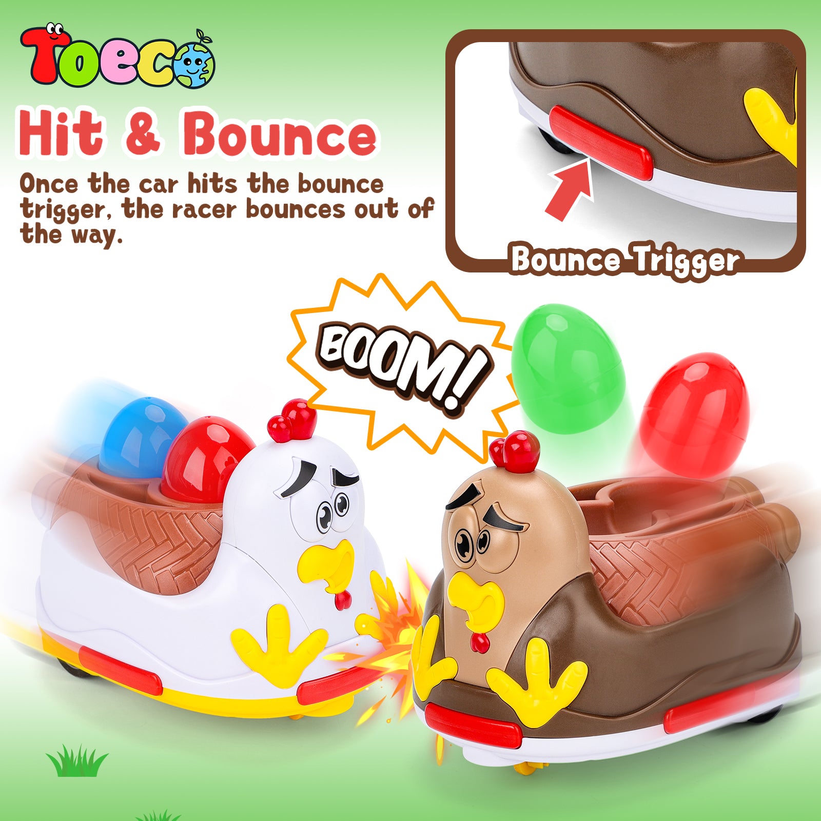 TOECO Remote Control Cartoon Car Scooter from 3 Years, Pack of 2 Remote Controlled Car with 2 Remote Controls, RC Racing Car Toy, Birthday Gift for Children Over 2 3 Years