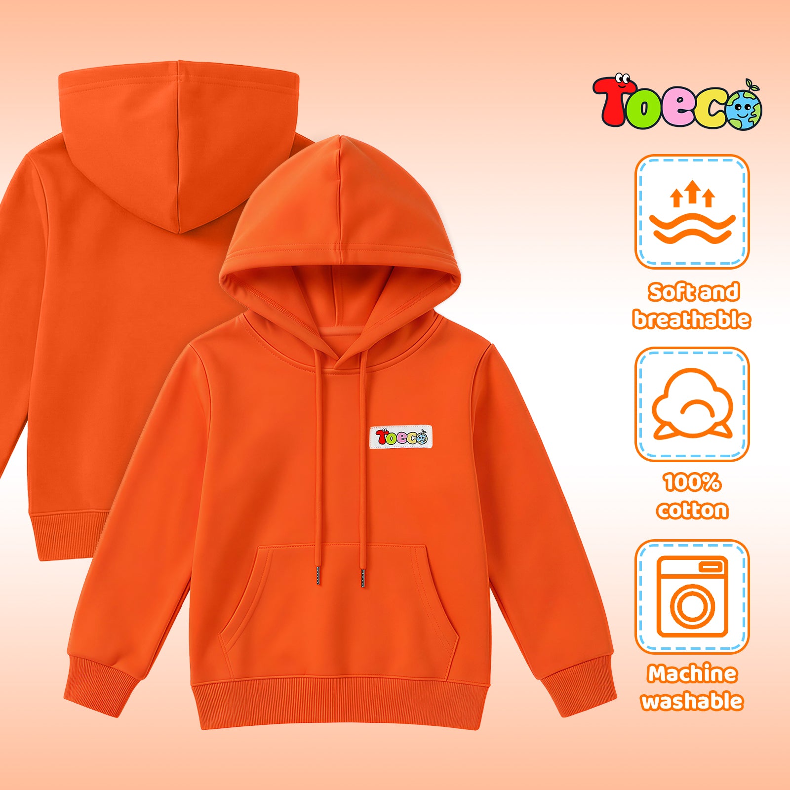 100% Cotton Hoodie, Hooded Sweatshirt for Boys and Girls, Pullover Sweatshirt